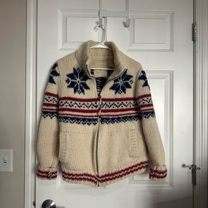 Scotch and Soda Snowflake 100% Shetland Wool Cardigan Zip Up Sweater Jacket